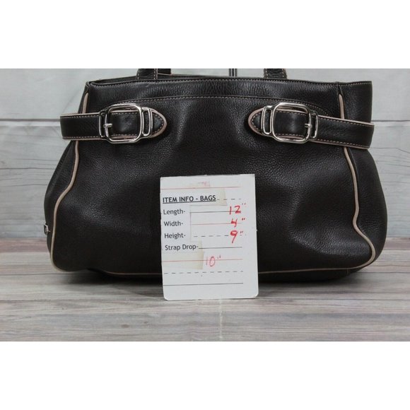 Cole Haan Brown Pebbled Leather Pink Lined Double Handle Tote Shoulder Bag - Picture 9 of 9